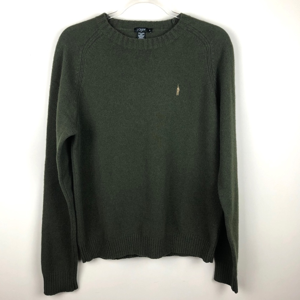 J. Crew Green Lambswool Crewneck Sweater Medium M